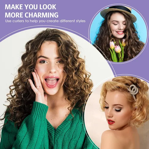 Miniatura 7 de Syhood - 30 piezas de varillas rizadoras flexibles, rulos de cabello con espuma suave sin calor y 1 peine de cola de rata de acero para mujeres