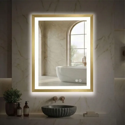 Miniatura 15 de HOUSE REFLECTION Espejo de baño LED de 20 x 28 pulgadas, marco negro, espejo de tocador antivaho con función de memoria, luz regulable y vidrio