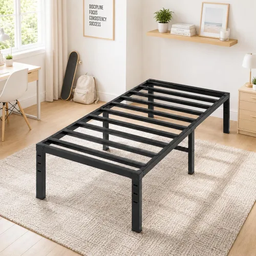 Miniatura 4 de Bonnlo Marco de Cama Individual con Plataforma Metálica de 12 Pulgadas, Reemplazo de Base de Colchón, Soporte de Listones de Acero Resistente, No