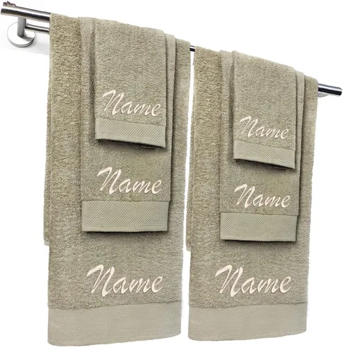 Kaufman - Juego de toallas de baño bordadas personalizadas de calidad de hotel, toalla de mano y toallas para los dedos, 100% algodón para baño y