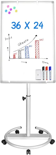 Miniatura 8 de Pizarra blanca móvil – 36 x 24 pulgadas, pizarra magnética portátil de borrado en seco, caballete de soporte de 3 x 2 pies, pizarra blanca