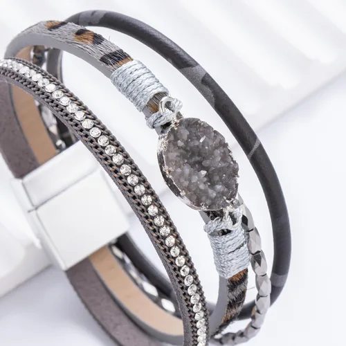Miniatura 167 de FANCY SHINY - Pulsera de cuero estilo bohemio, pulsera de cuentas de cristal con cierre magnético, regalos de joyería para mujer