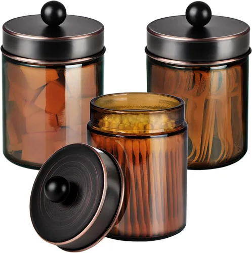 Miniatura 13 de 3 unidades de tarros de boticario en organizador de tocador de baño - juego de organizador de almacenamiento con soporte para bastoncillos, juego