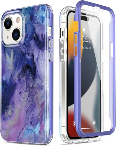 Miniatura 23 de Esdot Funda para iPhone 15 Pro con protector de pantalla integrado, funda duradera con diseños de moda para mujeres y niñas, elegante funda Piedra
