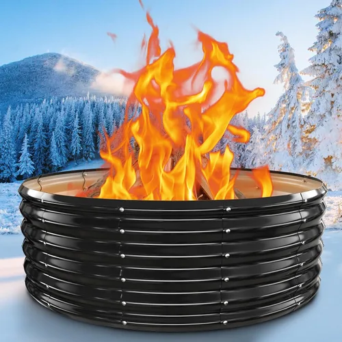 Miniatura 13 de Anillo de chimenea al aire libre de 32 pulgadas, chimenea de leña resistente al calor de 17 pulgadas de altura y chimenea para exterior, anillo