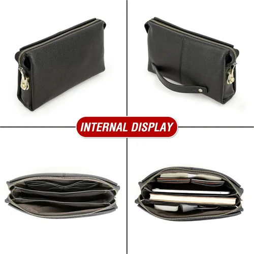 Miniatura 63 de Funda de piel de grano superior para hombre y mujer, múltiples bolsillos/ranuras, RFID de gran capacidad para tarjetas, cheques, dinero, pasaporte