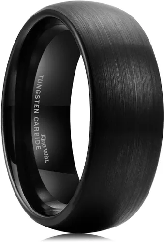 King Will Anillo de carburo de tungsteno para hombre, acabado mate, 0.079pulgadas, 0.157pulgadas, 0.236pulgadas, 0.315pulgadas, color negro Anillo