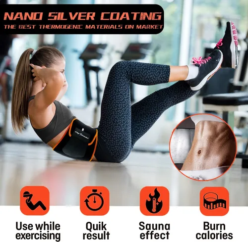 Miniatura 2 de KingPavonini - Faja reductora de cintura para mujeres y entrenador de cintura para hombres, cinturón de sudor talla grande, actualizado Naranja