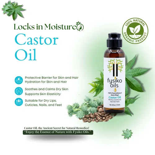 Miniatura 4 de Aceite de ricino Fysiko, 100% puro y natural, prensado en frío, virgen extra, libre de hexano. Protege y fortalece, cabello, piel y uñas. Ideal