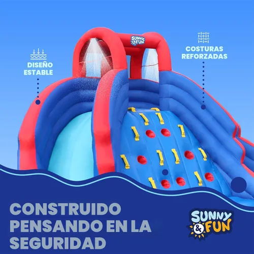 Miniatura 6 de Sunny & Fun Ultra Climber - Parque inflable de tobogán acuático – Resistente para diversión al aire libre – Pared de escalada, dos toboganes