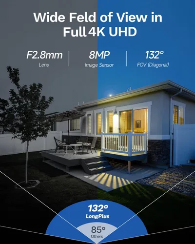 Miniatura 3 de LongPlus Cámara de seguridad Poe 4K-UHD de 8MP, funciona con NVR, cámara bala con cable, visión nocturna a color, focos LED, alarma de luz