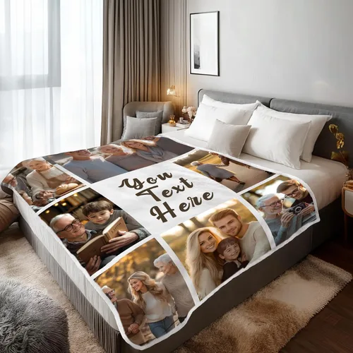 Miniatura 15 de Mantas personalizadas con 1 foto y texto impreso en Estados Unidos Manta personalizada con imagen de 30 x 40 pulgadas Mantas personalizadas