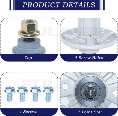 Miniatura 5 de Paquete de 3 unidades de conjunto de husillo GY21098 que reemplazan a GY20454 AUC15811 GY20962 para John Deere 145, 155C, 92H, D140, D155, D160