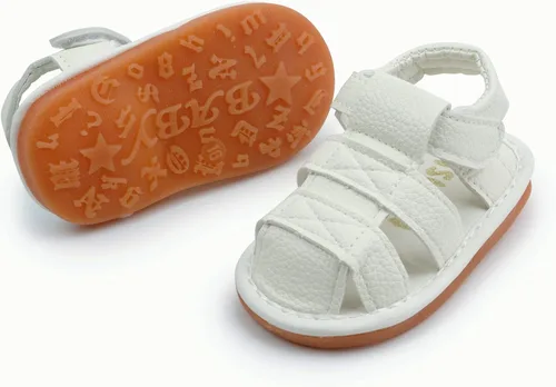 Miniatura 4 de WILLFUN Sandalias chirriantes de verano para bebé, niño, niña, suela de goma de primera calidad, puntera cerrada, antideslizantes, zapatos