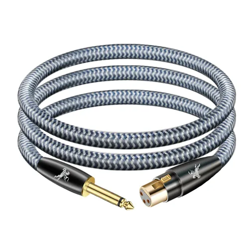 Miniatura 7 de Cable XLR equilibrado, paquete de 2, macho a hembra, 3 pines, 2.4 pies/2.5 ft, chapado en oro de 24 quilates