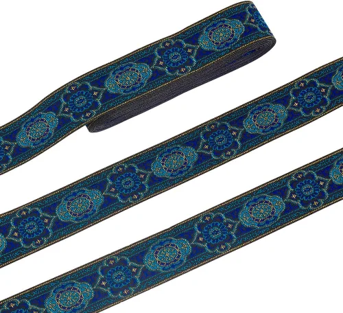 PH PandaHall Cinta jacquard vintage de 1.3 pulgadas, 7 yardas, cinta tejida con embridado de tela bohemia para coser, diseño floral persa,