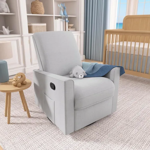 Miniatura 9 de Evolur Raleigh Glider con masajeador en carbón, asiento tapizado de felpa, mecedora giratoria de 360°, certificado FSC, Greenguard Gold y JPMA