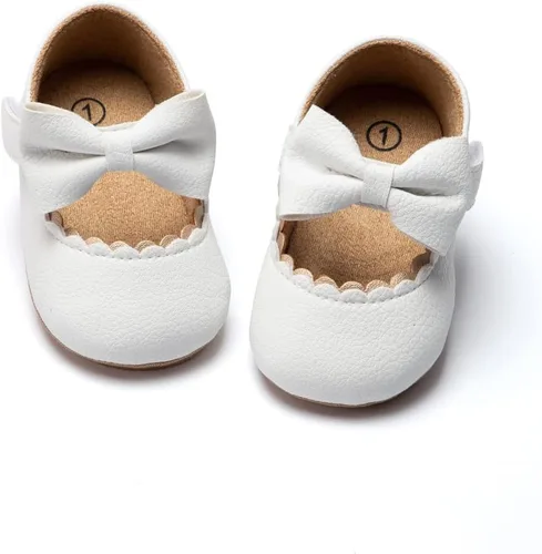 ohsofy Zapatos de Mary Jane antideslizantes con lazo de princesa para bebé y niña, zapatos de vestido de princesa para los primeros pasos, zapatos