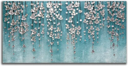 Miniatura 11 de Yika Art Pinturas 3D de 24 x 48 pulgadas, pintura al óleo abstracta moderna pintada a mano sobre lienzo, obra de arte abstracta para decoración