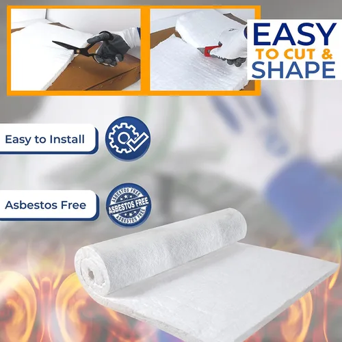 Miniatura 5 de SIMOND STORE Manta aislante de fibra de cerámica, densidad 4# 2400F, 1 "x 12" x 24 pulgadas, aislamiento ignífugo para chimenea, forja, horno