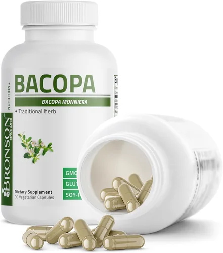 Miniatura 6 de Bronson Bacopa apoya la función cerebral saludable y el rendimiento mental, hierba tradicional, sin OGM, 90 cápsulas vegetarianas