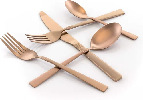 Miniatura 3 de MegaChef Cravat - Juego de cubiertos de 20 piezas, cubiertos de acero inoxidable para 4 pulgadas, color rosa mate