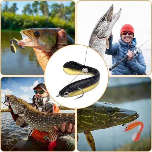 Miniatura 7 de Ainiv Bionic - Señuelo de pesca, suave kit de señuelos de pesca biónicos creativos y realistas, accesorio de pesca para agua dulce y salada