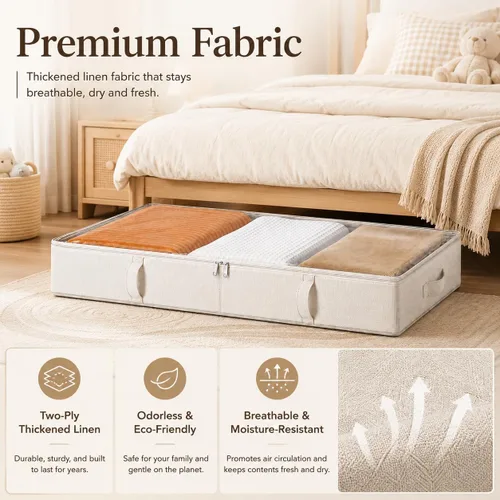 Miniatura 5 de Vailando Contenedores de almacenamiento para debajo de la cama, 6 pulgadas de alto y 60 litros debajo de la cama con asas resistentes y paredes