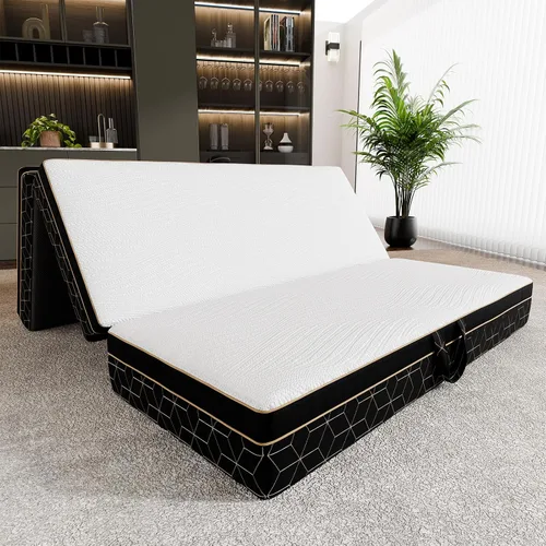 Miniatura 9 de GEMBED Colchón de espuma viscoelástica de tres pliegues tamaño individual, sofá cama plegable portátil de 4 pulgadas con asa y funda lavable, sofá