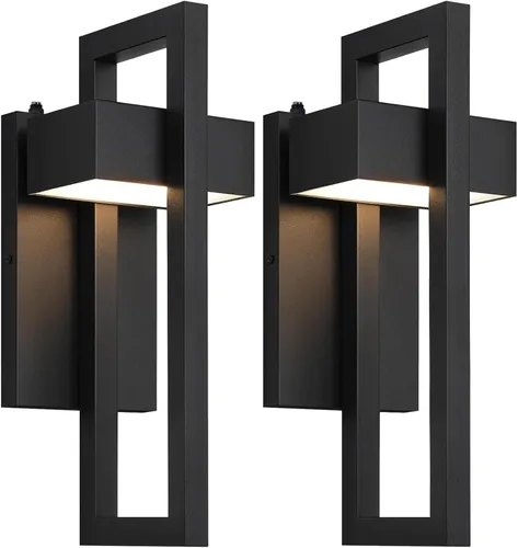Miniatura 9 de AKEZON Luces LED de pared para exteriores del anochecer al amanecer, 1000LM 3000K moderno aplique exterior integrado, accesorio LED reemplazable