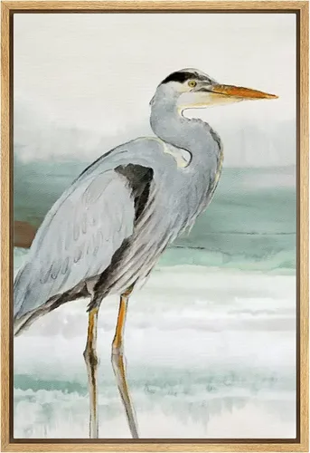 Miniatura 18 de wall26 Lienzo enmarcado para pared, acuarela, azul pastel, garza, galápagos, aves, animales, ilustraciones de naturaleza salvaje, arte moderno