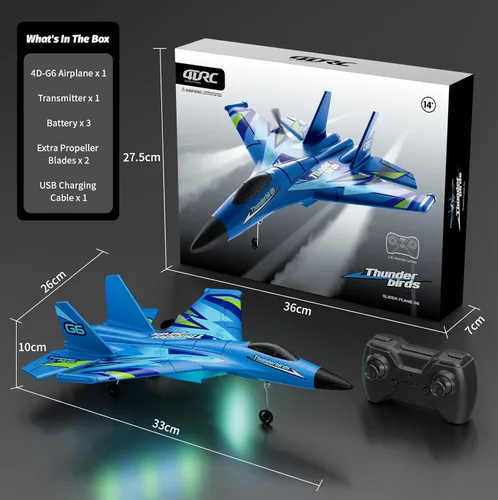 Miniatura 9 de Avión RC de espuma con 3 baterías, avión de control remoto RC Jet helicóptero avión para niños, adultos principiantes, caza RC fácil de volar, avión