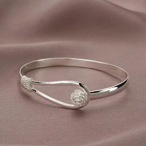 Miniatura 4 de Pulseras de plata de ley 925, pulseras de moda vintage para parejas, diseño ondulado, pulseras de fiesta