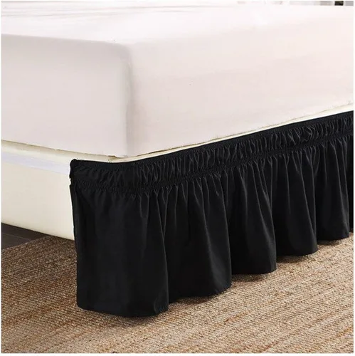 Miniatura 2 de Falda de cama plisada de tres lados con estilo envolvente de algodón egipcio elástico con caída de 15 pulgadas contra el polvo para camas