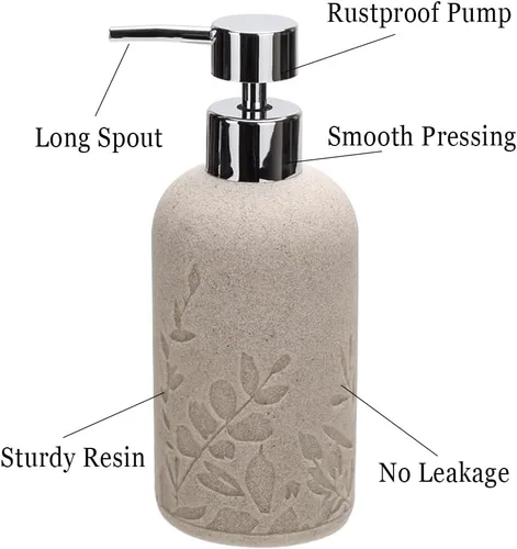 Miniatura 5 de 1 dispensador de jabón de manos, dispensador de jabón líquido de resina texturizada de arenisca para encimera de baño, dispensador de jabón