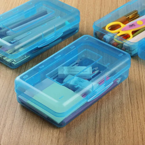 Miniatura 8 de Mr. Pen - Cajas de lápices transparentes, paquete de 6, 7.9 x 4.5 x 2.4 pulgadas, azul transparente, tapa hermética, organizador de cajas de lápices