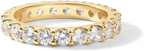 Miniatura 3 de PAVOI 14K Gold Plated Cubic Zirconia Stackable Eternity Ring 3.0mm Eternity Bands Gold Wedding Ring Band for Women Promise Ring for Couples
