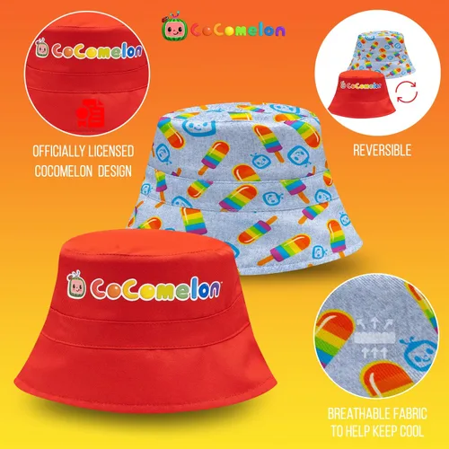 Miniatura 2 de Cocomelon Bucket Hat, Reversible Sun Hat for Toddler Boys & Girls, Multicolored Summer Baby Hat Featuring Cocomelon
