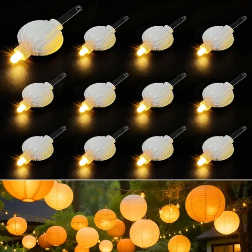 Miniatura 10 de Aogist Paquete de 24 luces LED pequeñas que funcionan con pilas, impermeables, duran 48 horas para linternas de papel, globos, flores, bodas y Blanco