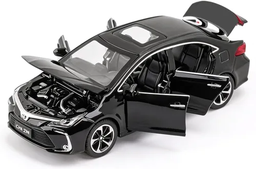 BDTCTK Compatible con modelo de coche 1:32 Corolla, coche de juguete de aleación de zinc con sonido y luz que se tira hacia atrás para niños y Negro