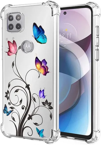 Funda transparente compatible con Moto One 5G Ace, Motorola G 5G para niñas y mujeres, bonita funda protectora de TPU suave a prueba de golpes para