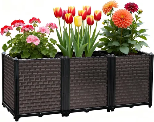 Macetas grandes para plantas de exterior, profundas, 20 pulgadas de alto, camas elevadas para jardinería con riego automático, maceta elevada con