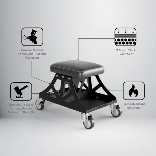 Miniatura 8 de Vyper Low Pro - Taburete de garaje con asiento extraíble para mecánicos, automoción, bricolaje, silla de taller con ruedas de capacidad de 400