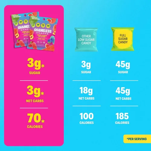 Miniatura 6 de Shameless Snacks Sweet & Sour All-Stars, paquete de variedad de caramelos de gomitas ácidos, saludable, vegano, sin gluten, bajo en azúcar