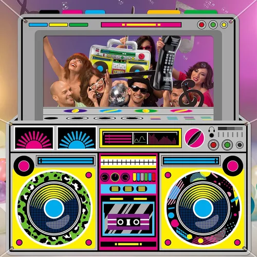 Miniatura 4 de Decoraciones de fiesta de los años 90 y 80 para radio, Boombox, accesorios inflables para cabina de fotos, teléfono móvil inflable para hip hop