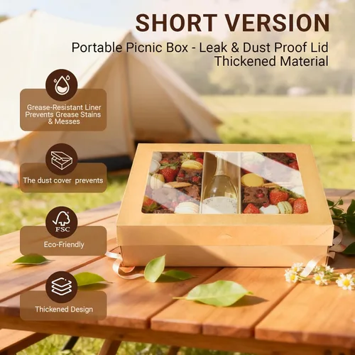 Miniatura 6 de Caja de cartón desechable extra grande para repostería, paquete de 5 unidades, caja fuerte con tapa para 8-10 personas que vayan, tabla