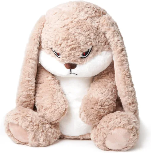 Miniatura 7 de ZEIO Grumpy Bunny - Peluche de conejo de peluche de 15.7 pulgadas con orejas flexibles, juguetes de peluche suaves para abrazar, perfecto para un