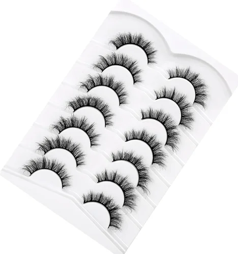 Miniatura 672 de Pooplunch - Pestañas postizas finas de visón sintético, estilo ojo de gato, naturales, cruzadas, tipo racimo, efecto 8D de volumen, tiras