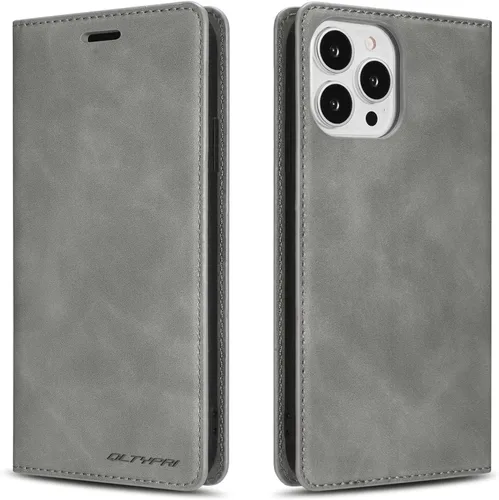 Miniatura 25 de QLTYPRI Funda para iPhone Air, Funda de piel sintética premium TPU parachoques con tarjetero Kickstand adsorción magnética oculta a prueba de golpes