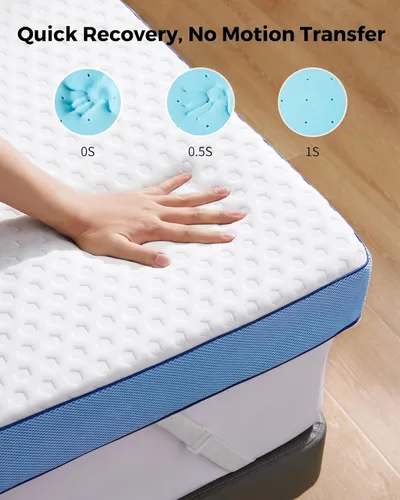Miniatura 7 de PERLECARE Cubrecolchón firme de 3 pulgadas, tamaño King, con gel refrescante y espuma viscoelástica de carbón de bambú para aliviar la presión
